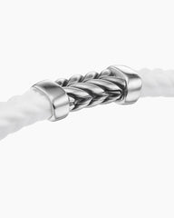 Chevron Bracelet in White Rubber with Sterling Silver, 6mm