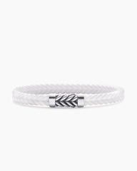 Chevron Bracelet in White Rubber with Sterling Silver, 6mm