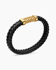 Chevron Bracelet in Black Rubber with 18K Yellow Gold, 9mm