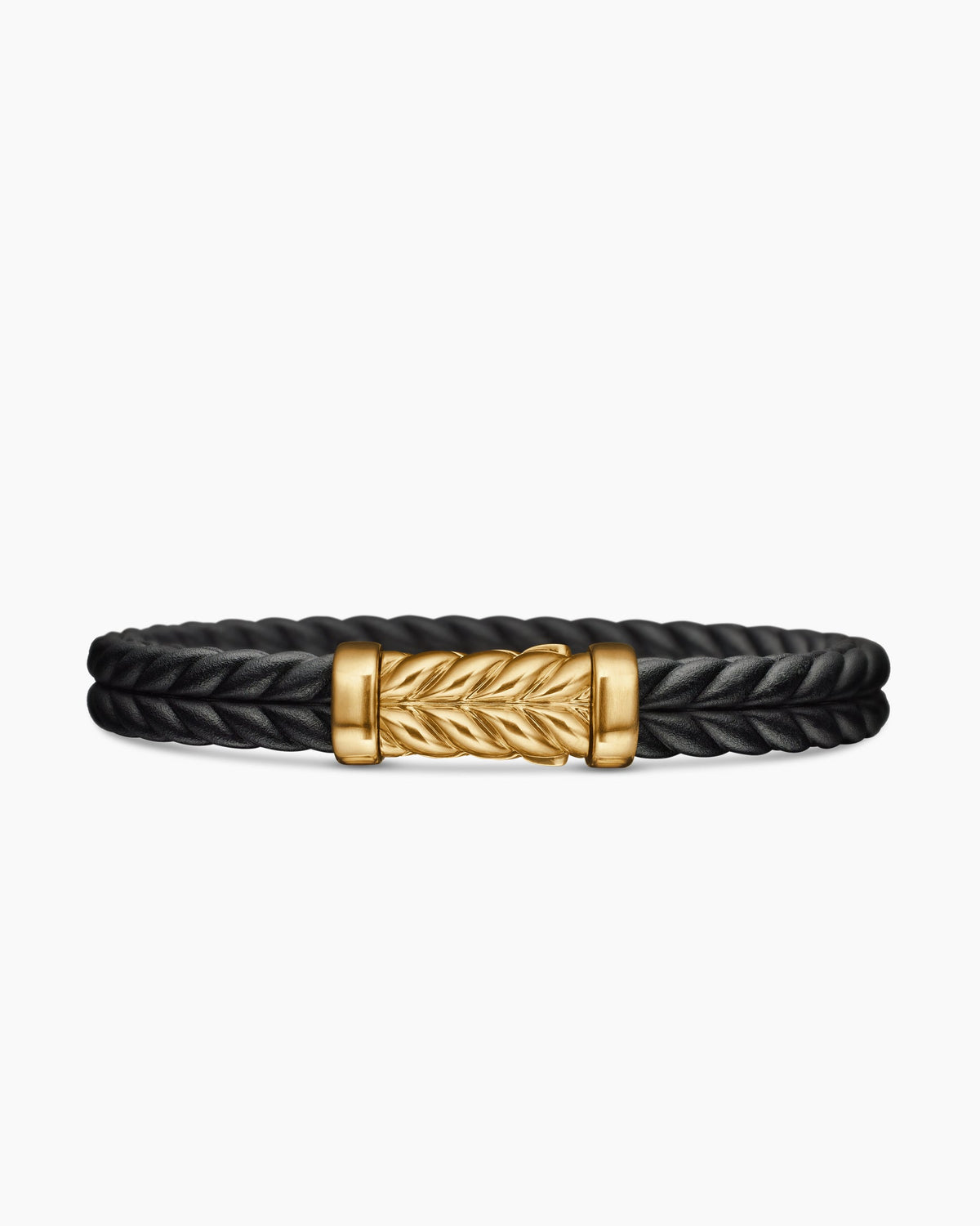 Chevron Bracelet in Black Rubber with 18K Yellow Gold, 9mm