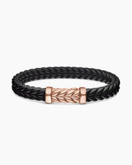 Chevron Bracelet in Black Rubber with 18K Rose Gold, 9mm