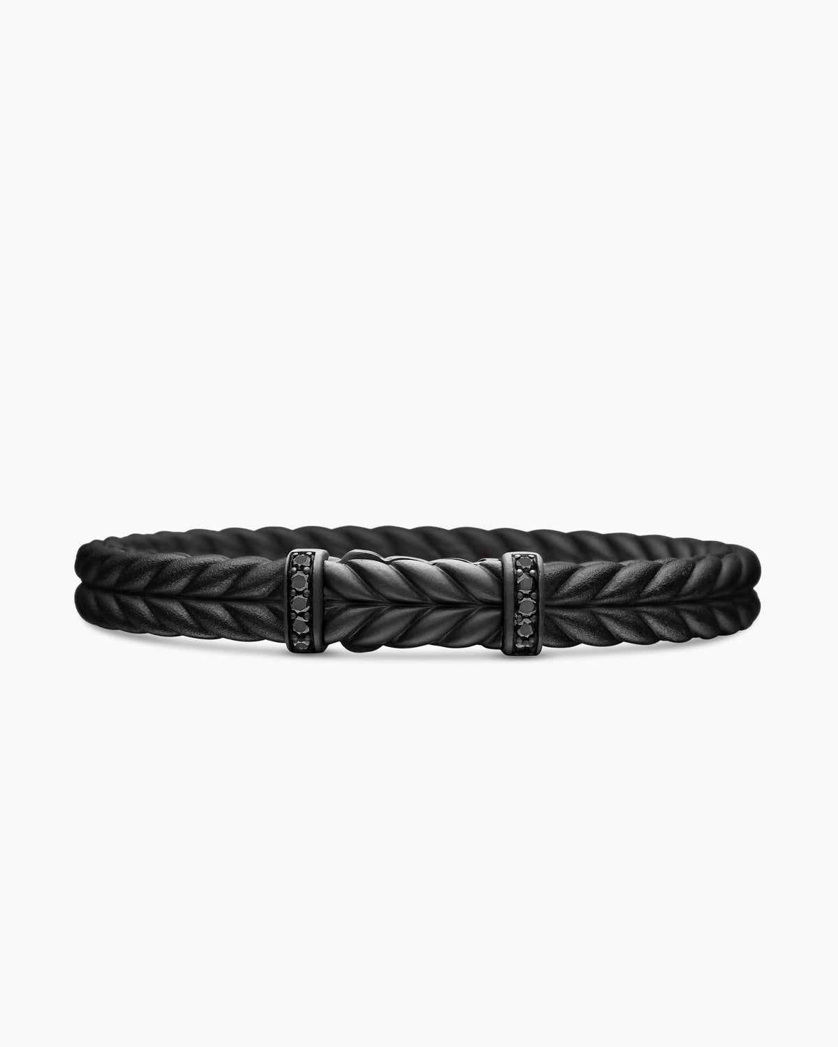Chevron Bracelet in Black Rubber with Black Titanium and Black Diamonds, 9mm