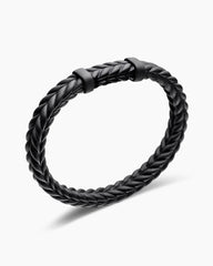 Chevron Bracelet in Black Rubber with Black Titanium, 9mm