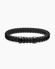 Chevron Bracelet in Black Rubber with Black Titanium, 9mm