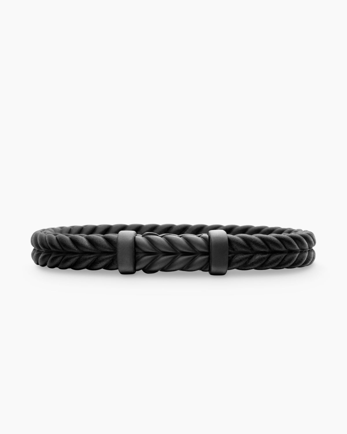 Chevron Bracelet in Black Rubber with Black Titanium, 9mm