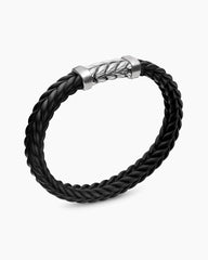 Chevron Bracelet in Black Rubber with Sterling Silver, 9mm