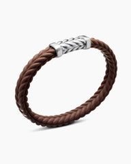 Chevron Bracelet in Brown Rubber with Sterling Silver, 9mm