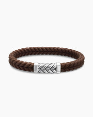 Chevron Bracelet in Brown Rubber with Sterling Silver, 9mm