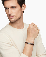 Chevron Bracelet in Brown Rubber with Sterling Silver, 9mm