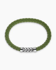 Chevron Bracelet in Green Rubber with Sterling Silver, 9mm