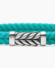 Chevron Bracelet in Turquoise Rubber with Sterling Silver, 9mm