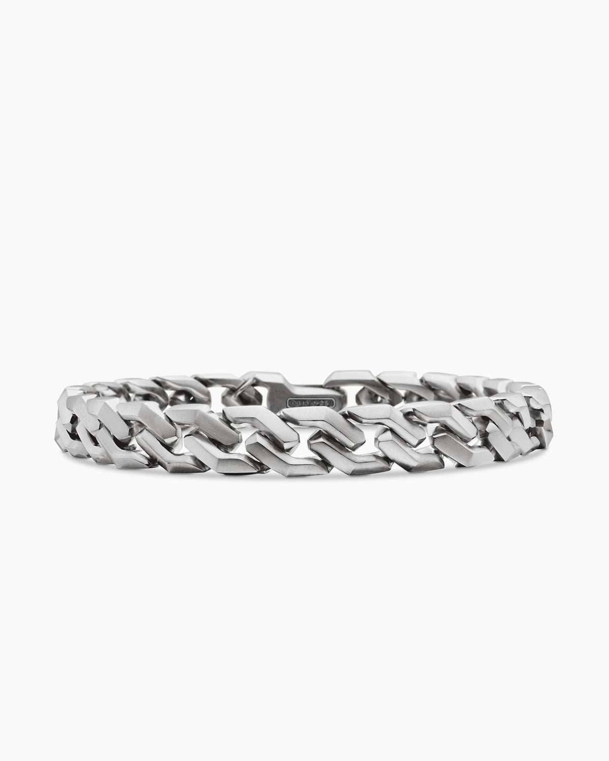 Curb Chain Angular Link Bracelet in Sterling Silver, 8.7mm