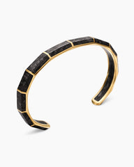 Forged Carbon Faceted Cuff Bracelet in 18K Yellow Gold, 8.5mm
