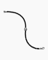 Spiritual Beads Compass Bracelet in Sterling Silver with Black Onyx, 4mm