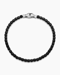 Spiritual Beads Cushion Bracelet in Sterling Silver with Black Onyx, 4mm