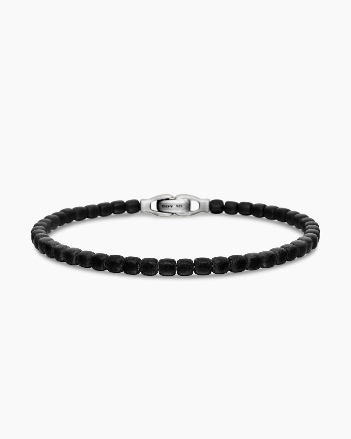 Spiritual Beads Cushion Bracelet in Sterling Silver with Black Onyx, 4mm
