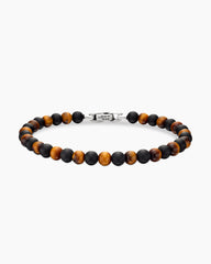 Spiritual Beads Alternating Bracelet in Sterling Silver with Black Onyx and Tiger’s Eye, 6mm