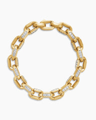 Faceted Chain Bracelet in 18K Yellow Gold with Diamonds, 9.5mm