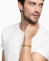 Faceted Chain Bracelet in 18K Yellow Gold with Diamonds, 9.5mm