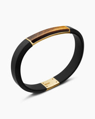 Streamline® ID Bracelet  in Black Rubber with Tiger’s Eye and 18K Yellow Gold, 10mm