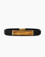 Streamline® ID Bracelet  in Black Rubber with Tiger’s Eye and 18K Yellow Gold, 10mm