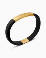 Streamline® ID Bracelet  in Black Rubber with 18K Yellow Gold, 10mm