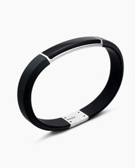 Streamline® ID Bracelet  in Black Rubber with Black Onyx and Sterling Silver, 10mm