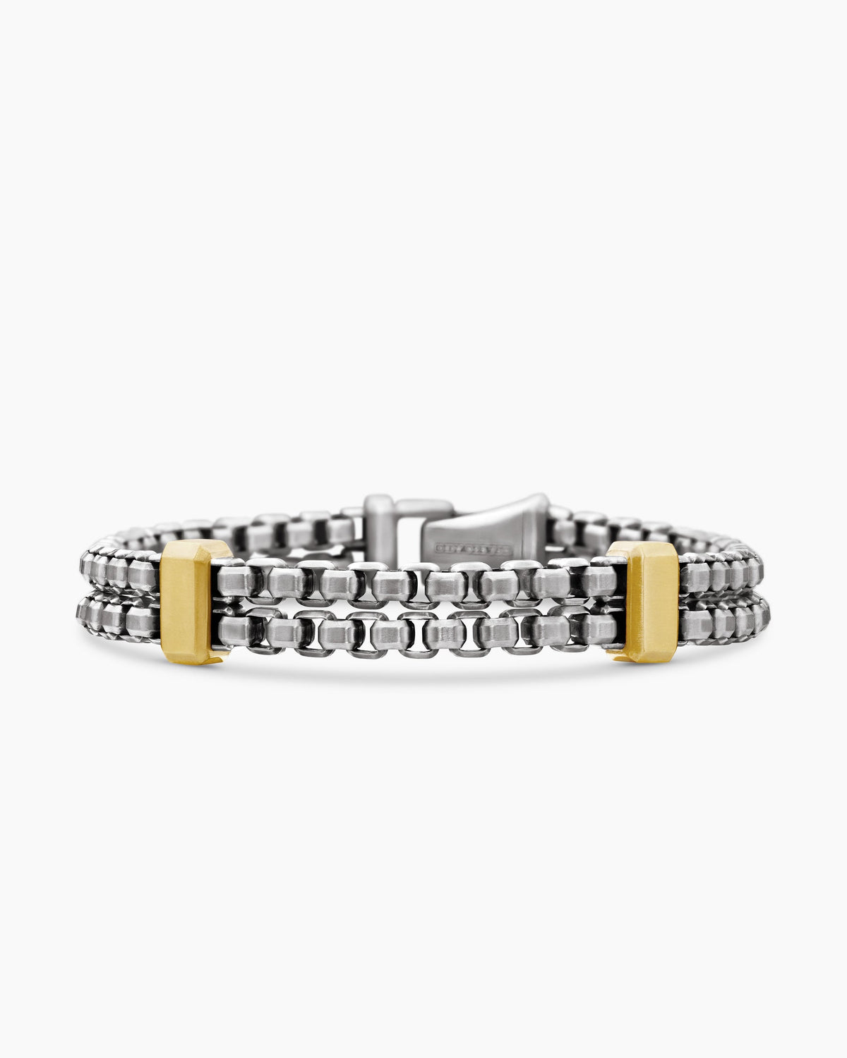 Double Box Chain Bracelet in Sterling Silver with 18K Yellow Gold, 10.5mm