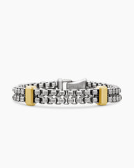 Double Box Chain Bracelet in Sterling Silver with 18K Yellow Gold, 10.5mm