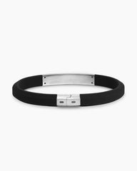 Streamline® ID Bracelet in Black Rubber with Sterling Silver and Diamonds, 8mm