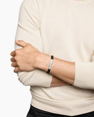 Streamline® ID Bracelet in Black Rubber with Sterling Silver and Diamonds, 8mm