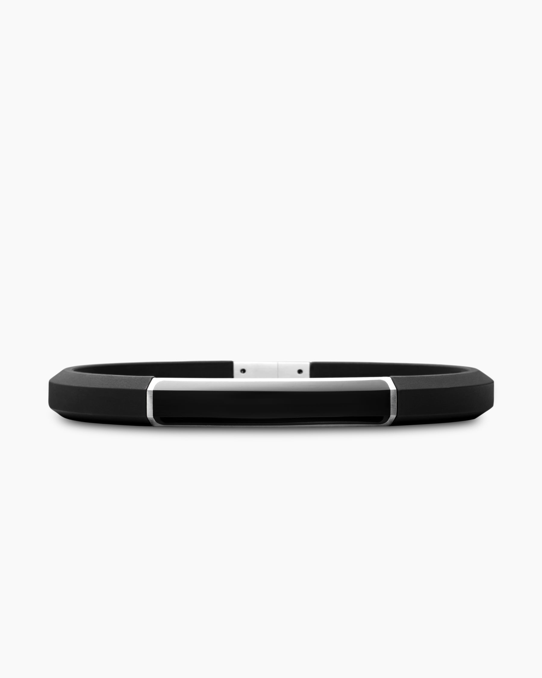 Streamline® ID Bracelet in Black Rubber with Black Onyx and Sterling Silver, 8mm