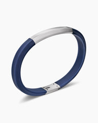 Streamline® ID Bracelet in Blue Rubber with Sterling Silver, 8mm