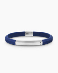 Streamline® ID Bracelet in Blue Rubber with Sterling Silver, 8mm