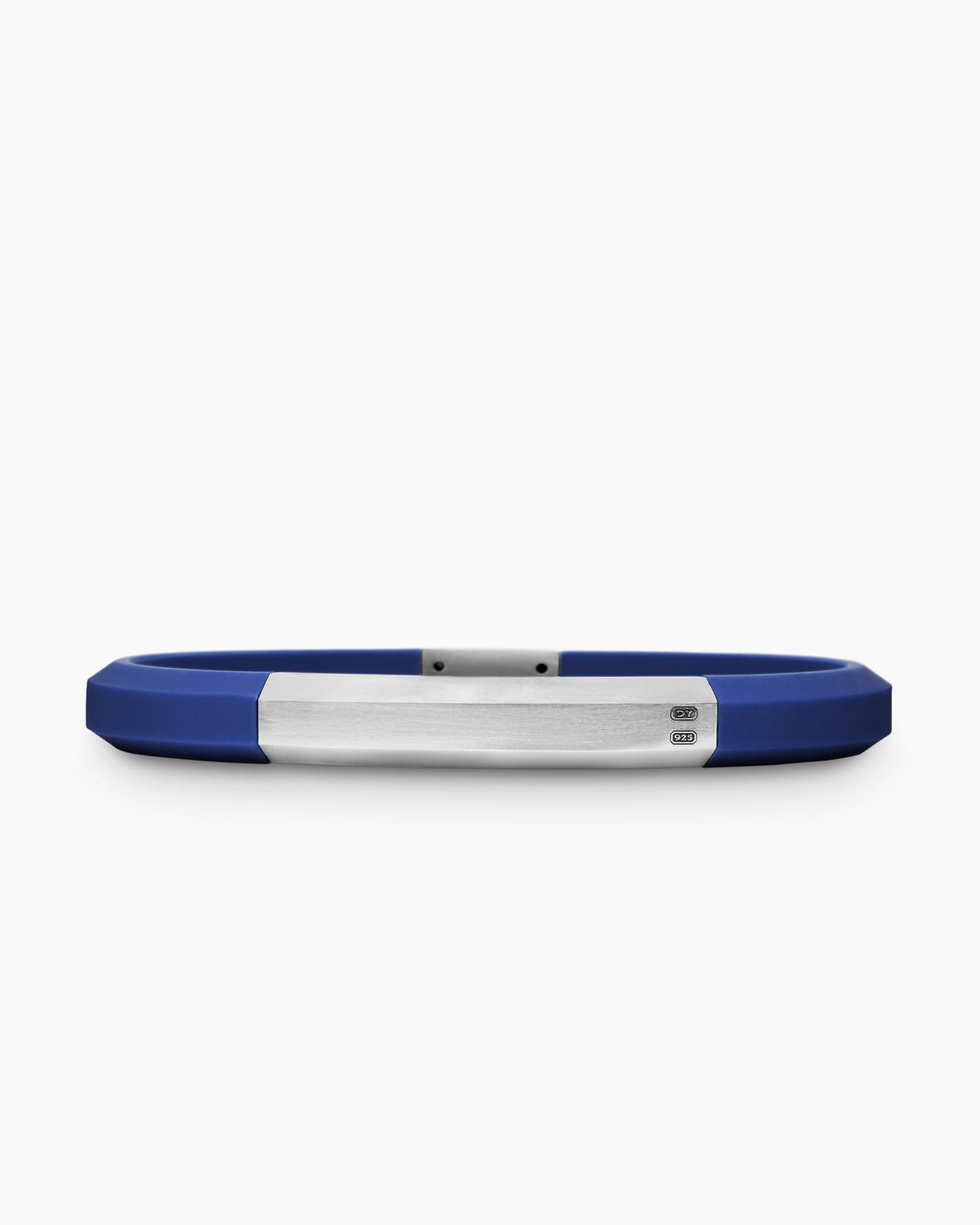 Streamline® ID Bracelet in Blue Rubber with Sterling Silver, 8mm