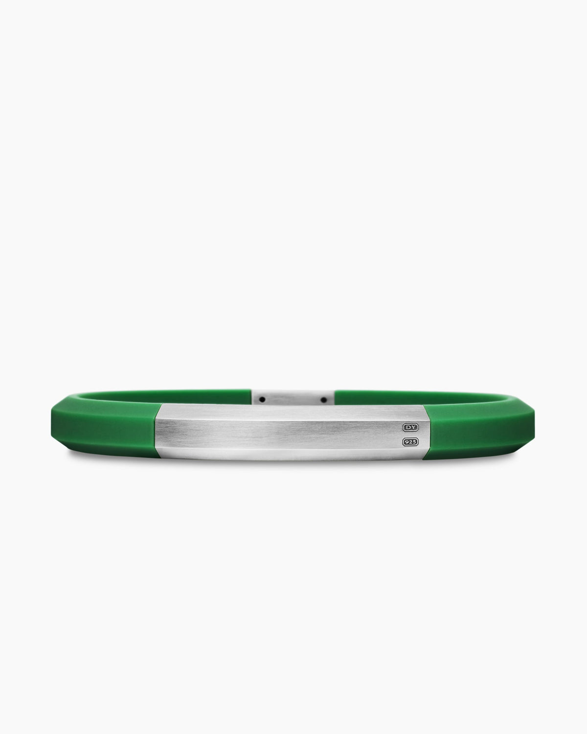 Streamline® ID Bracelet in Green Rubber with Sterling Silver, 8mm