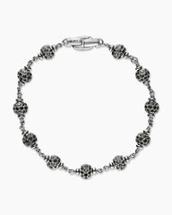 Spiritual Beads Bracelet in Sterling Silver with Black Diamonds, 6mm