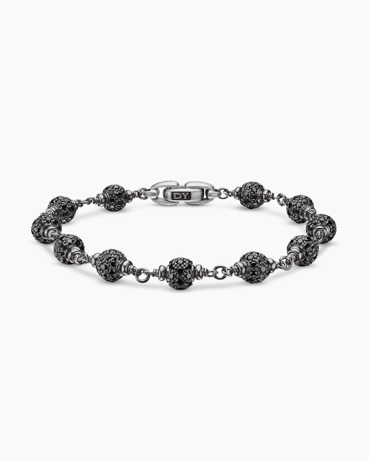 Spiritual Beads Bracelet in Sterling Silver with Black Diamonds, 6mm