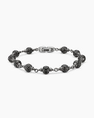 Spiritual Beads Bracelet in Sterling Silver with Black Diamonds, 6mm
