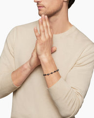 Spiritual Beads Bracelet in Sterling Silver with Black Onyx and Black Diamonds, 6mm