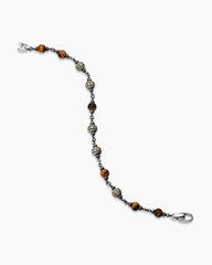 Spiritual Beads Bracelet in Sterling Silver with Tiger’s Eye and Cognac Diamonds, 6mm