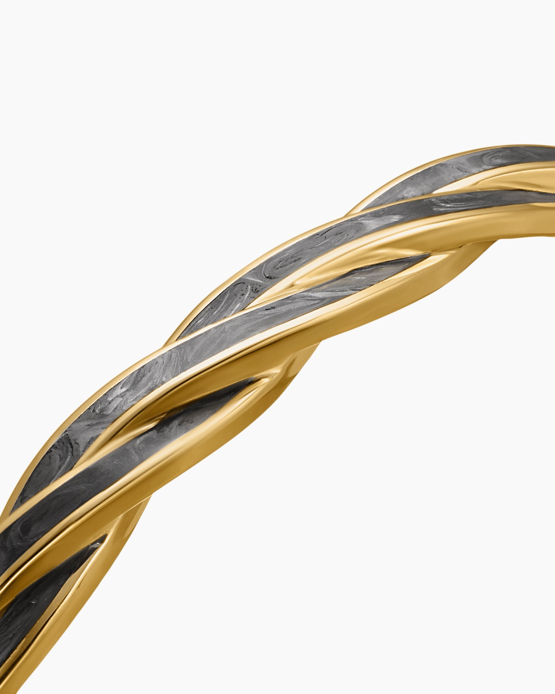 DY Helios™ Cuff Bracelet in 18K Yellow Gold with Forged Carbon, 9mm