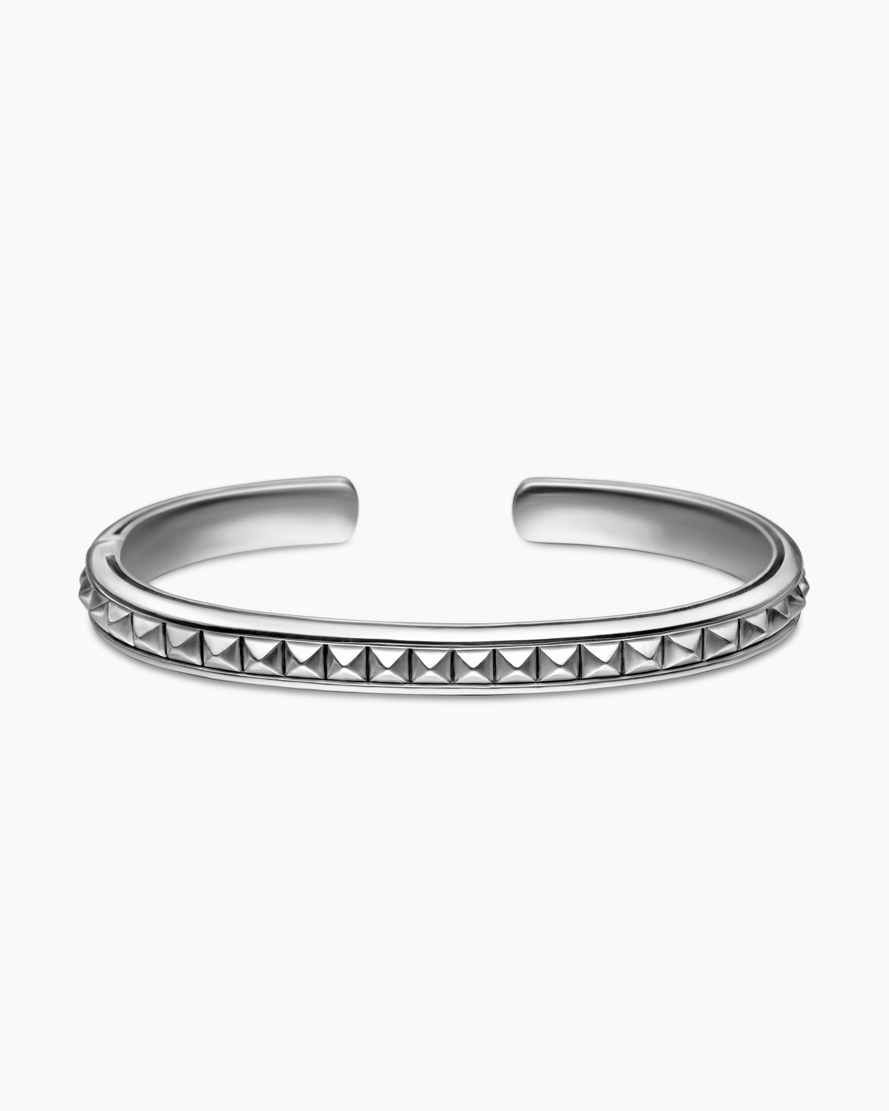 Pyramid Cuff Bracelet in Sterling Silver, 7mm