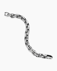 Torqued Faceted Link Bracelet in Sterling Silver with Diamonds, 11.6mm