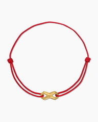 Infinity Link Cord Bracelet in Red Nylon with 18K Yellow Gold, 9mm