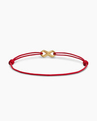 Infinity Link Cord Bracelet in Red Nylon with 18K Yellow Gold, 9mm