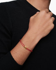 Infinity Link Cord Bracelet in Red Nylon with 18K Yellow Gold, 9mm
