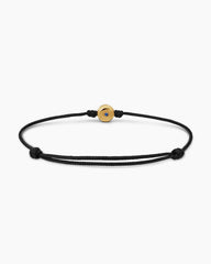 Evil Eye Cord Bracelet in Black Nylon with 18K Yellow Gold and Sapphire, 7.7mm