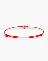 Evil Eye Cord Bracelet in Red Nylon with 18K Yellow Gold and Sapphire, 7.7mm
