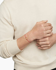 Evil Eye Cord Bracelet in Red Nylon with 18K Yellow Gold and Sapphire, 7.7mm